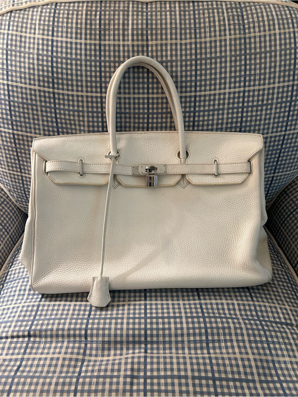 Luxury White Leather Handbag 40CM Togo Satchel Large Weekend Bag